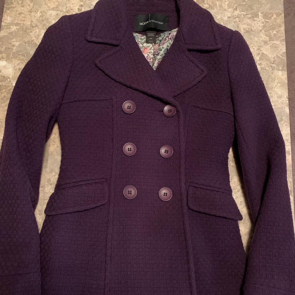 Like New - Purple Fitted Petite Pea Coat